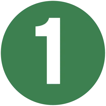 White number 1 in a green circle